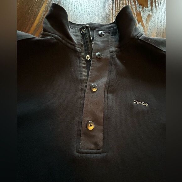 Calvin Klein Men’s 1/4 zip button pullover black sweater Medium EUC - Picture 9 of 15